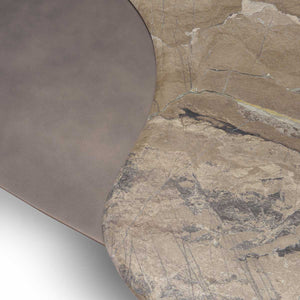 Jorlin Maple Brown Leathered Marble Coffee Table on Column Base, Maison Debrah, , ,