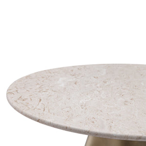 Dorval Round Beige Marble Coffee Table with Sculpted Brass Base, Maison Debrah, , ,