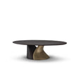 Virex Oval Coffee Table in Dark Grey Elm with Vintage Brass Leg, Maison Debrah, , ,