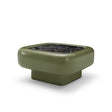 Maison Debrah Selmor square coffee table in olive gloss lacquer with green marble top