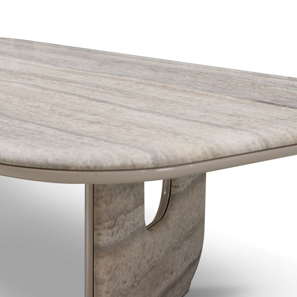Heslor Travertine Coffee Table with Khaki Gloss Lacquer Legs, Maison Debrah, , ,