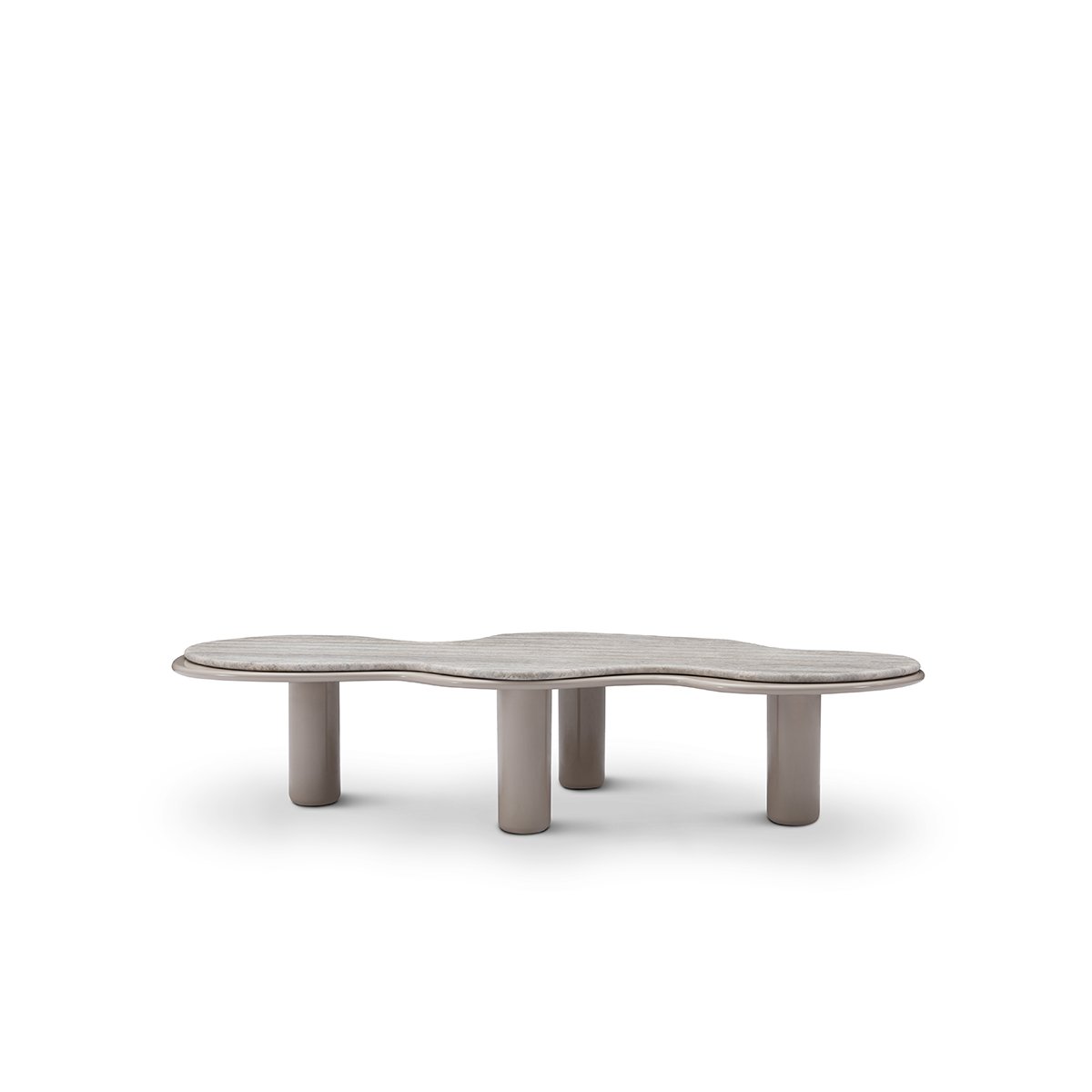 Hestor Cloud-Shaped Travertine Side Table with Khaki Gloss Legs, Maison Debrah, , ,