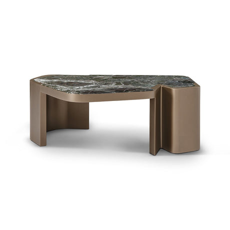 Maison Debrah Verdenne set of two nesting coffee tables with green marble tops and brushed brass legs