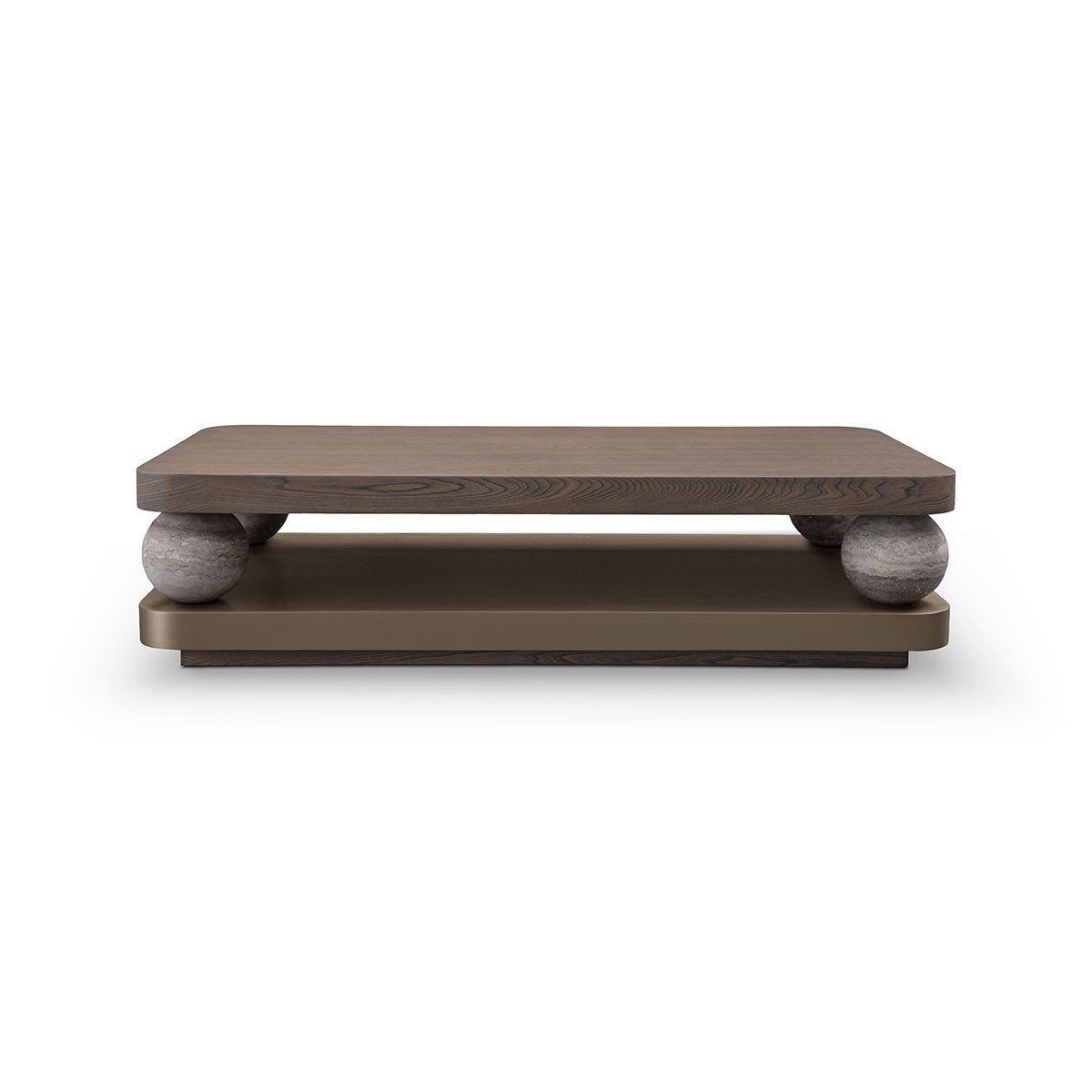 Bolvane Rectangular Elm Coffee Table on Travertine Spheres, Maison Debrah, , ,