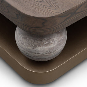 Bolvane Rectangular Elm Coffee Table on Travertine Spheres, Maison Debrah, , ,