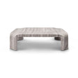 Maison Debrah Graven set of two silver grey travertine tables with rounded corners