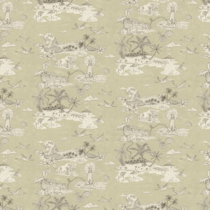 Castaway wallpaper in Greige by Natty & Polly, full pattern view