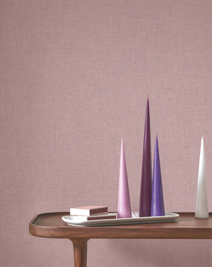 Caractère wallpaper in Lilac by Natty & Polly, styled in a living room