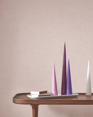 Caractère wallpaper in Soft Lilac by Natty & Polly, styled in a living room