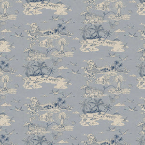 Castaway wallpaper in Sky Blue by Natty & Polly, full pattern view