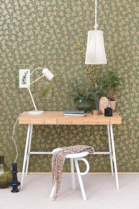Osaka Wallpaper, Cocolea Natty & Polly, Khaki, Per roll (53 cm × 10 m),