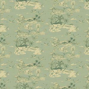Castaway wallpaper in Sage Green by Natty & Polly, full pattern view