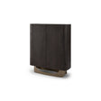 Maison Debrah Lazuli dark grey elm bar cabinet with ceramic top on brass legs