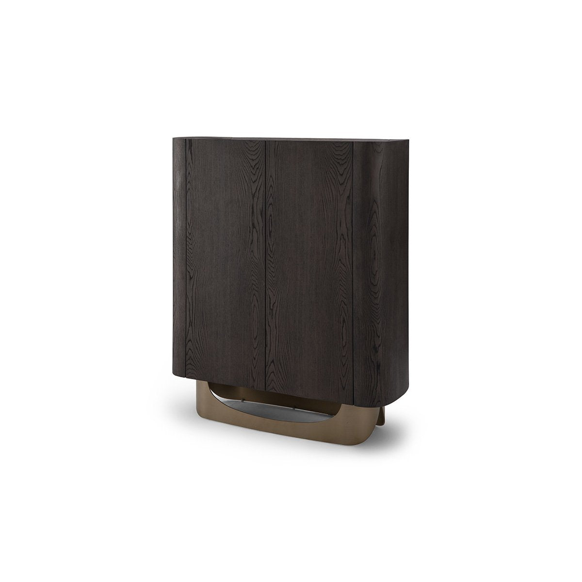 Maison Debrah Lazuli dark grey elm bar cabinet with ceramic top on brass legs
