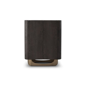 Maison Debrah Lazuli dark grey elm bar cabinet with ceramic top on brass legs — view 3