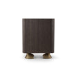 Maison Debrah Jelvor rounded dark elm bar cabinet with white ceramic top and brass feet