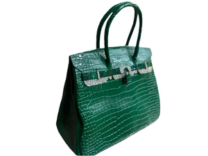 Emerald Green Birkin 40 Brass & Swarovski Handbag Sculpture, Cocolea, , ,