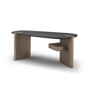 Isoria Dark Grey Elm Veneer Executive Desk with Brass Drawers, Maison Debrah, , ,