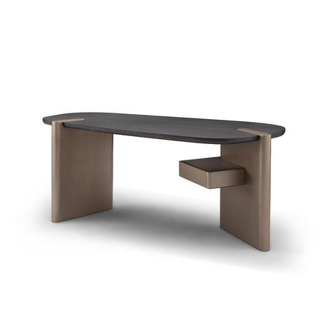 Isoria Dark Grey Elm Veneer Executive Desk with Brass Drawers, Maison Debrah, , ,
