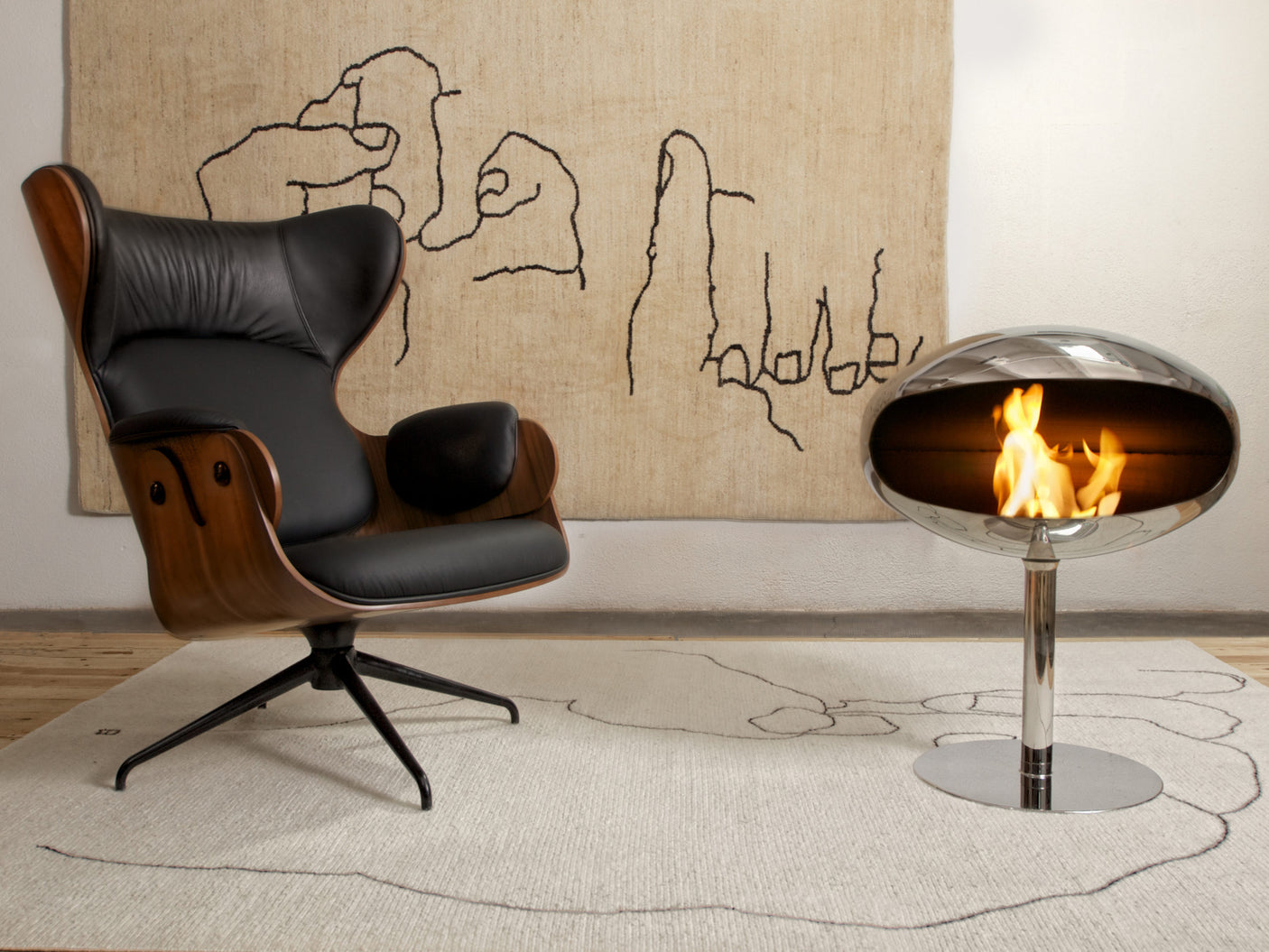 Cocoon Fires Pedastal Standing ALL STAINLESS Steel - Ethanol Fireplace, Cocolea, , ,
