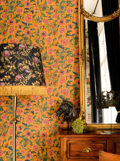 Chinese Ornament Wallpaper in Ochre, Cocolea Natty & Polly, Per roll (52 cm × 9 m), ,
