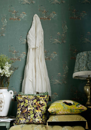 Chinoiserie wallpaper in Blue by Natty & Polly, full pattern view