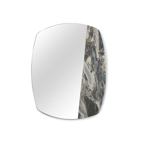 Maison Debrah Zylar square wall mirror combining silver mirror glass and grey sapphire marble