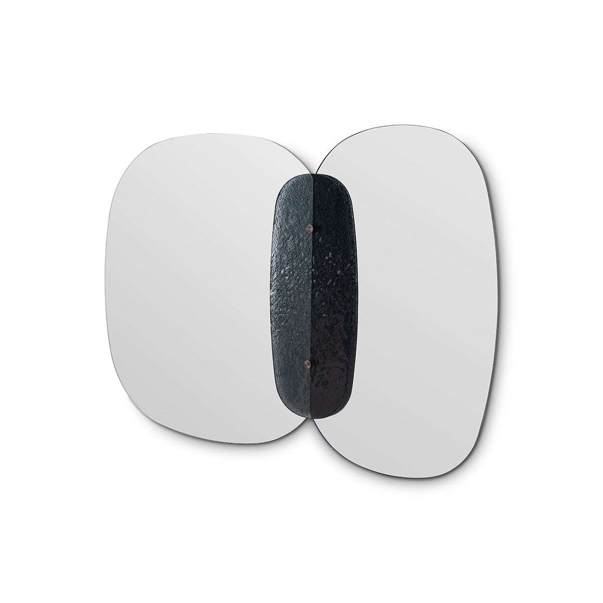 Maison Debrah Lirenza wall mirror with silver and grey mirror panels and grey art glass centre
