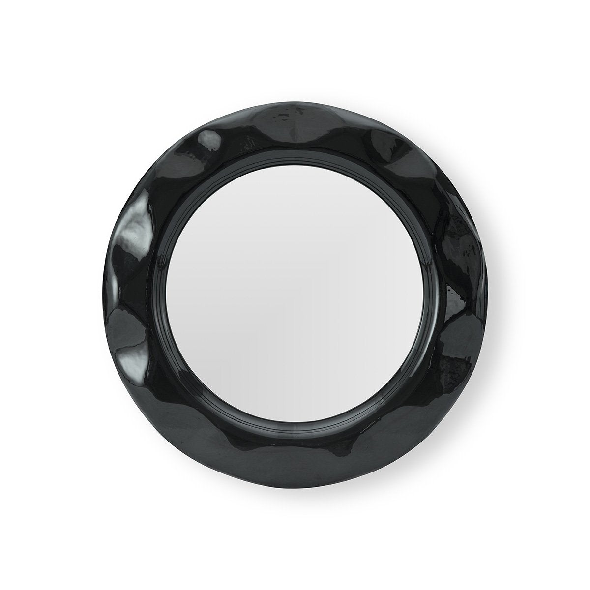 Sevianne Molten Dark Glass Wall Mirror on Matte Black Backboard, Maison Debrah, , ,