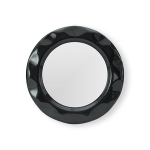 Sevianne Molten Dark Glass Wall Mirror on Matte Black Backboard, Maison Debrah, , ,