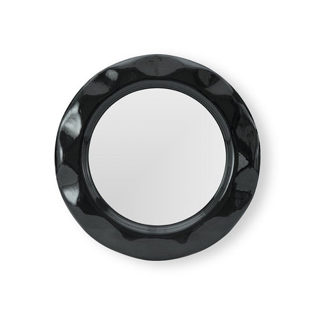 Maison Debrah Sevianne wall mirror with molten-textured black glass on a matte black backboard — view 2