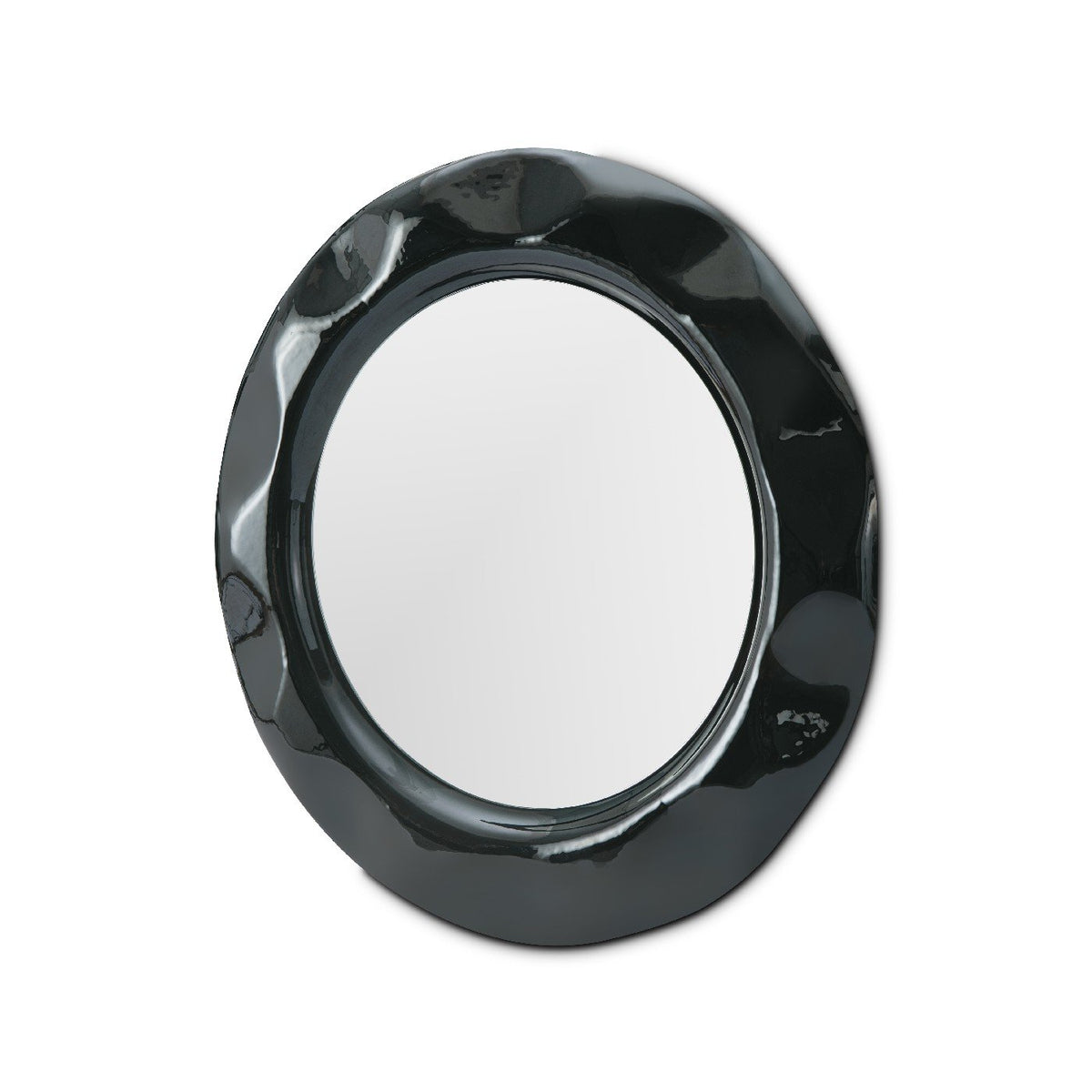 Sevianne Molten Dark Glass Wall Mirror on Matte Black Backboard, Maison Debrah, , ,