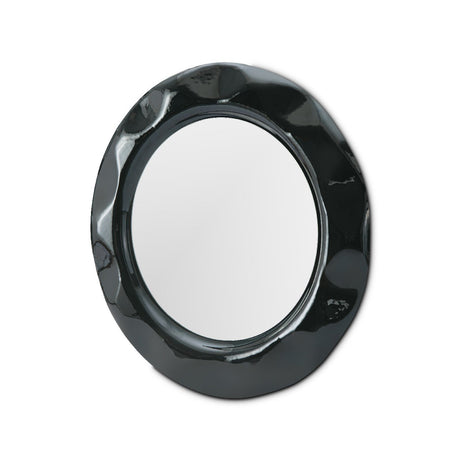 Maison Debrah Sevianne wall mirror with molten-textured black glass on a matte black backboard
