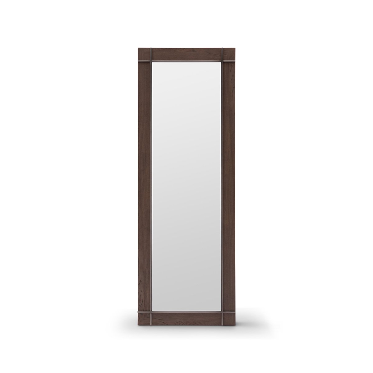 Maison Debrah Nivoria tall narrow mirror with light grey elm panel and matte nickel steel frame — view 2