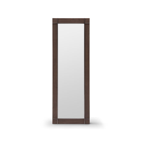 Maison Debrah Nivoria tall narrow mirror with light grey elm panel and matte nickel steel frame — view 2
