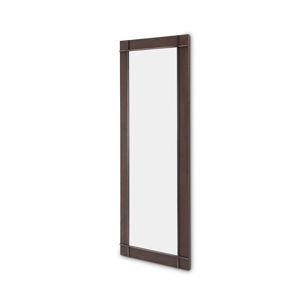 Maison Debrah Nivoria tall narrow mirror with light grey elm panel and matte nickel steel frame