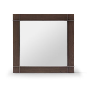 Maison Debrah Cevora square mirror with light grey elm veneer panels and matte nickel frame — view 2