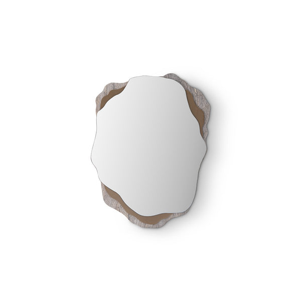 Brelis Undulating Wall Mirror with Beige Marble & Brass Panels, Maison Debrah, , ,