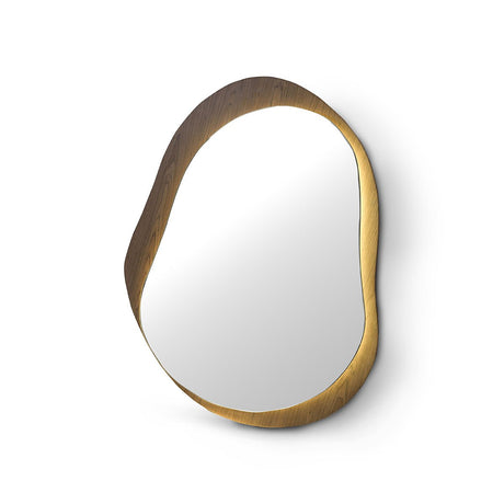 Vessa LED Backlit Wall Mirror on Walnut Veneer Panel, Maison Debrah, , ,