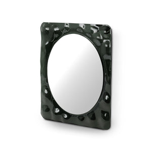Maison Debrah Aynor square wall mirror with glossy black melted glass and matte black backboard — view 2