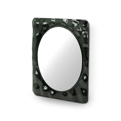 Maison Debrah Aynor square wall mirror with glossy black melted glass and matte black backboard — view 2