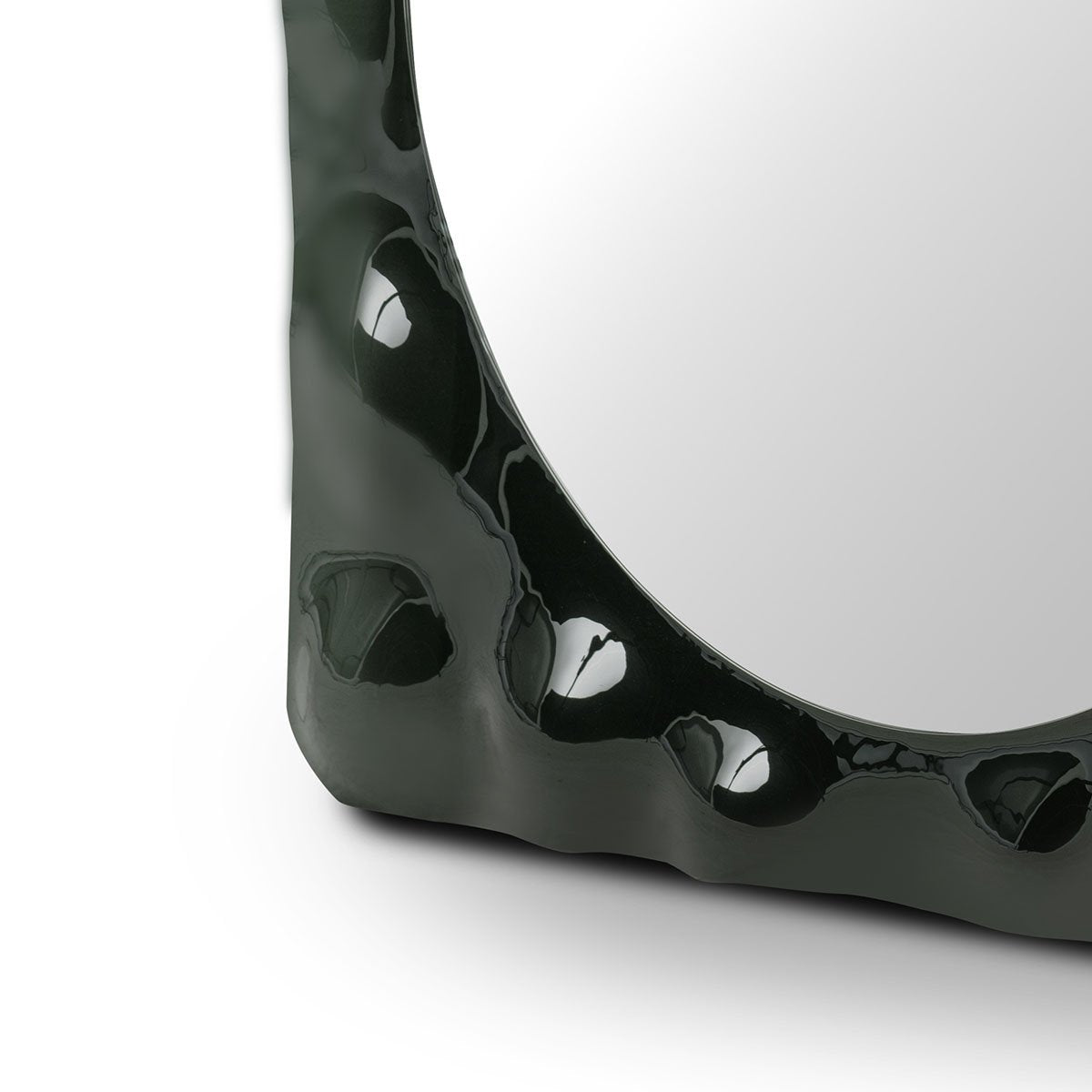 Maison Debrah Aynor square wall mirror with glossy black melted glass and matte black backboard — view 4