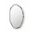 Maison Debrah Zerix wall mirror framed in matte silver travertine with brass inner frame