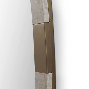 Maison Debrah Zerix wall mirror framed in matte silver travertine with brass inner frame — view 7