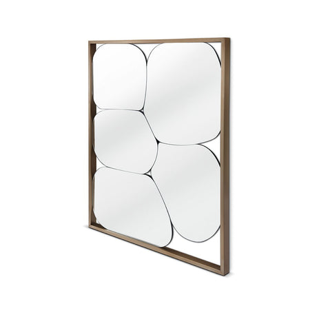 Maison Debrah Davro rectangular wall mirror in brushed bronze steel frame with black back panel