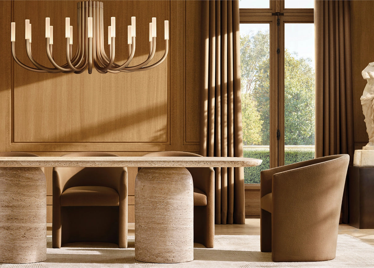 Cascadia Travertine Curved Rectangle Dining Table, Cocolea, , ,