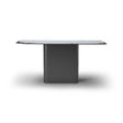 Maison Debrah Cyrin console table with leathered Dream Blue marble top on grey metal base