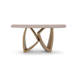 Maison Debrah Arvik light grey elm console table with curved crossing brass legs