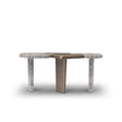 Maison Debrah Varlen console table in grey travertine with central brass lacquer top and leg
