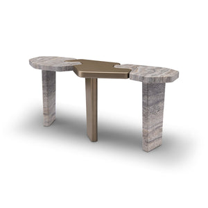Maison Debrah Varlen travertine and brass console table — view 4